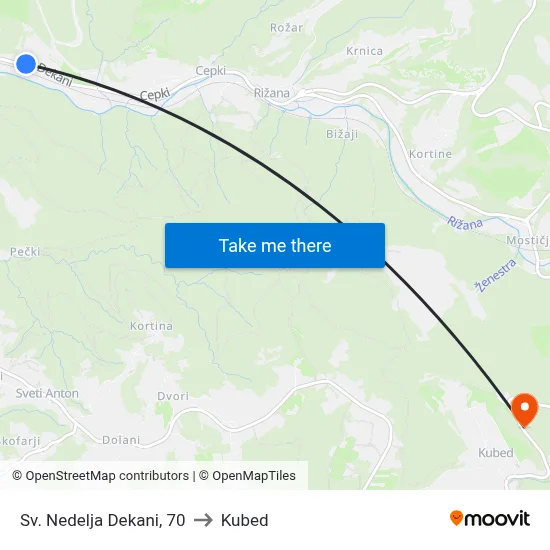 Sv. Nedelja  Dekani, 70 to Kubed map