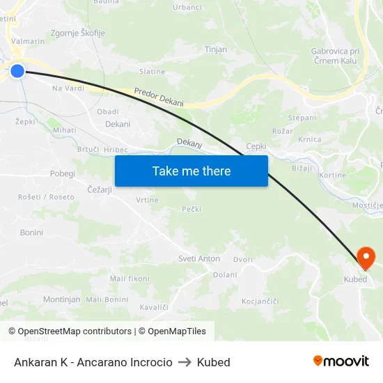 Ankaran K - Ancarano Incrocio to Kubed map