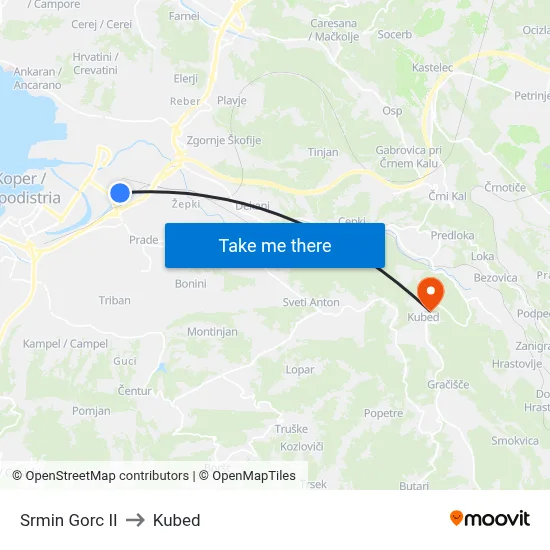 Srmin Gorc II to Kubed map