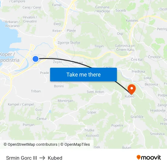 Srmin Gorc III to Kubed map
