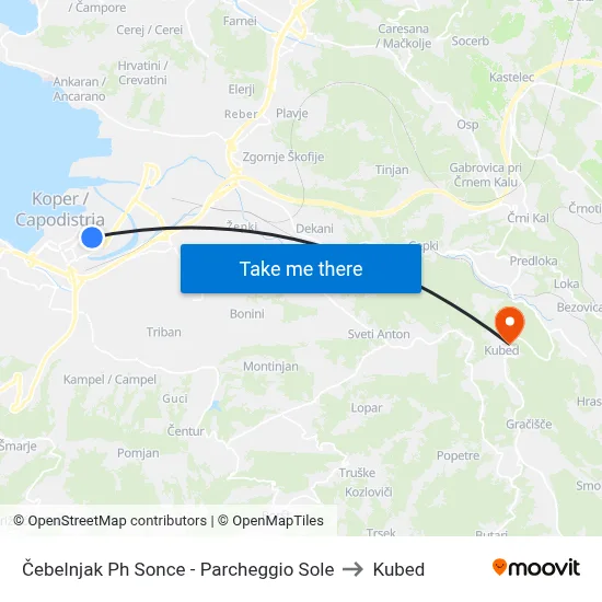 Čebelnjak Ph Sonce - Parcheggio Sole to Kubed map