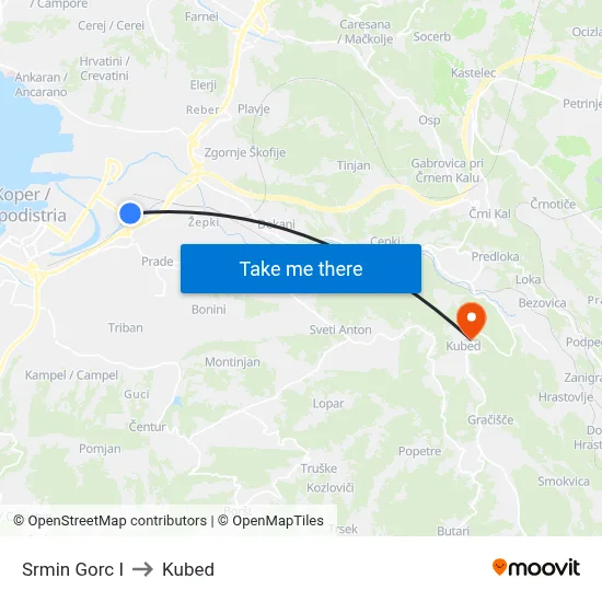 Srmin Gorc I to Kubed map