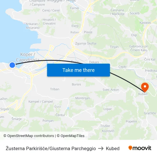 Žusterna Parkirišče/Giusterna Parcheggio to Kubed map