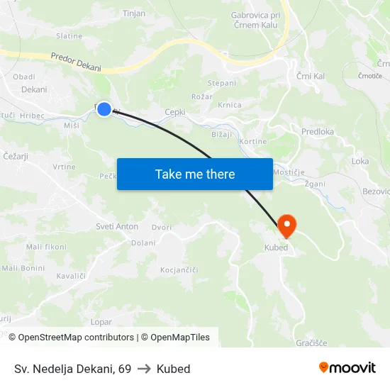 Sv. Nedelja  Dekani, 69 to Kubed map