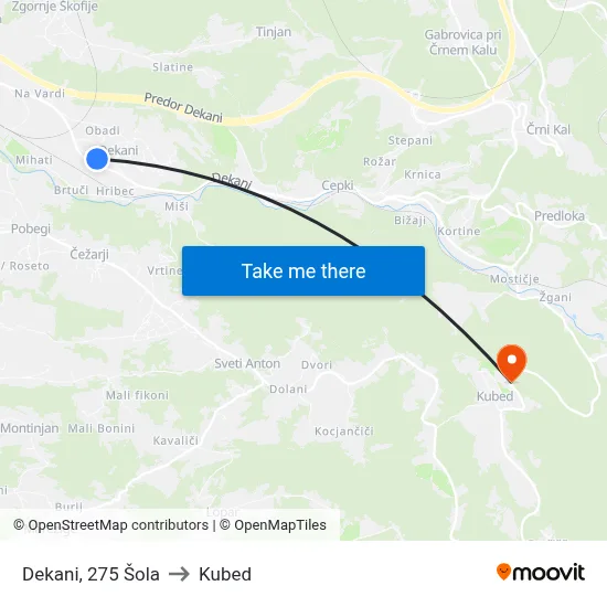 Dekani, 275  Šola to Kubed map