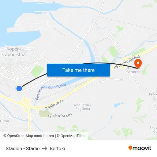 Stadion - Stadio to Bertoki map