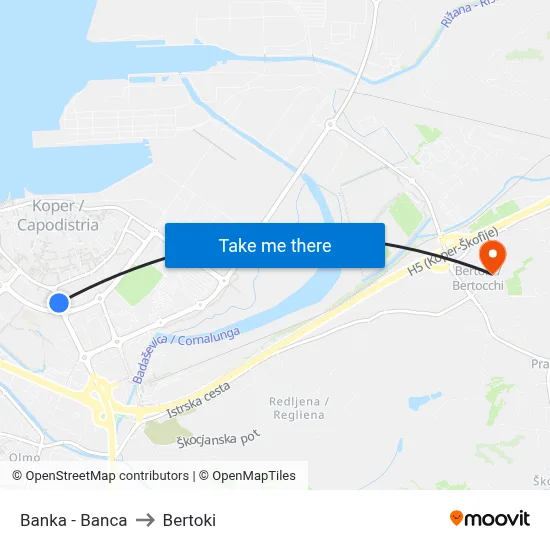 Banka - Banca to Bertoki map