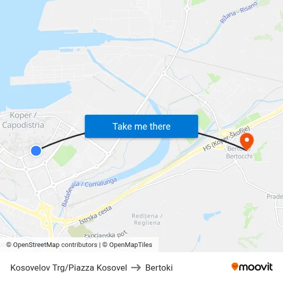 Kosovelov Trg/Piazza Kosovel to Bertoki map