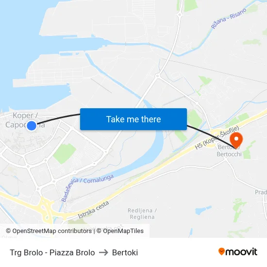 Trg Brolo - Piazza Brolo to Bertoki map