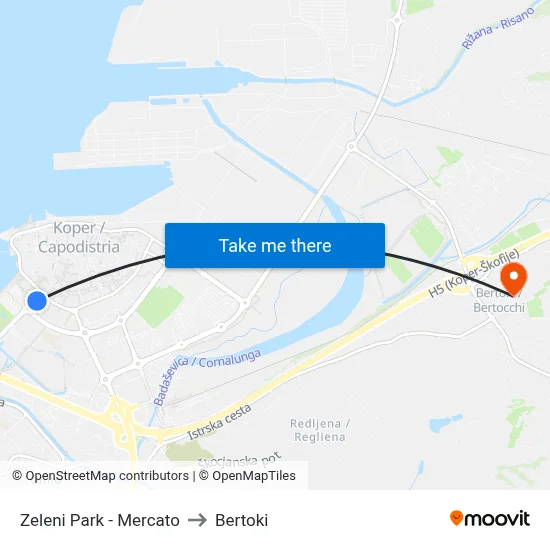 Zeleni Park - Mercato to Bertoki map