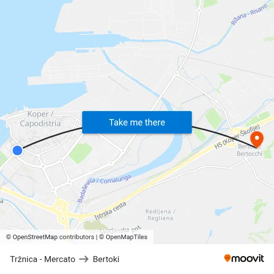 Tržnica - Mercato to Bertoki map
