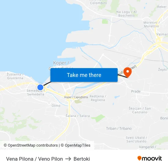 Vena Pilona / Veno Pilon to Bertoki map