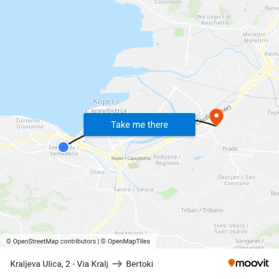 Kraljeva Ulica, 2 - Via Kralj to Bertoki map