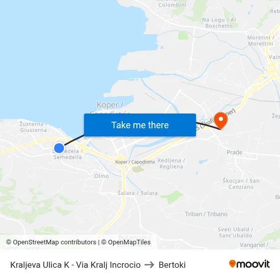 Kraljeva Ulica K - Via Kralj Incrocio to Bertoki map