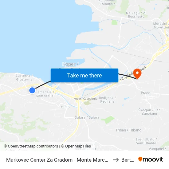 Markovec Center Za Gradom - Monte Marco Centro to Bertoki map