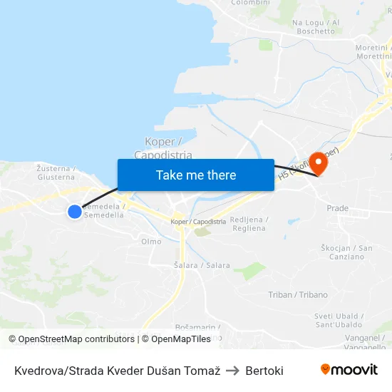 Kvedrova/Strada Kveder Dušan Tomaž to Bertoki map