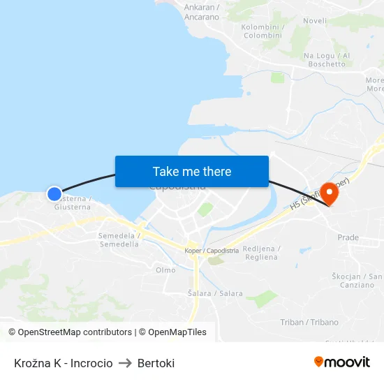 Krožna K - Incrocio to Bertoki map