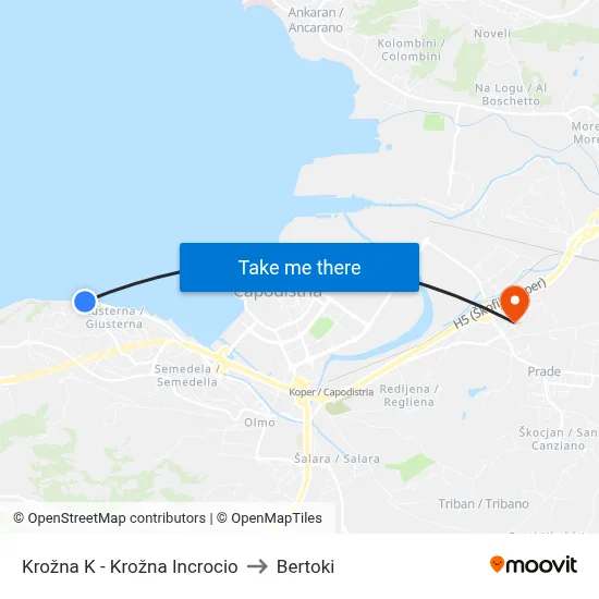 Krožna K - Krožna Incrocio to Bertoki map