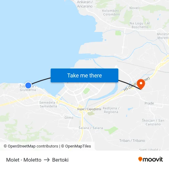 Molet - Moletto to Bertoki map