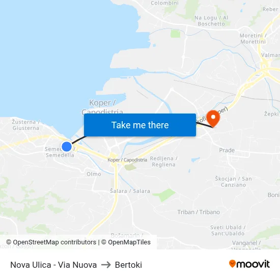 Nova Ulica - Via Nuova to Bertoki map