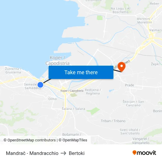 Mandrač - Mandracchio to Bertoki map