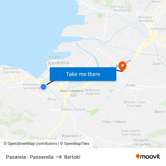 Pasarela - Passerella to Bertoki map