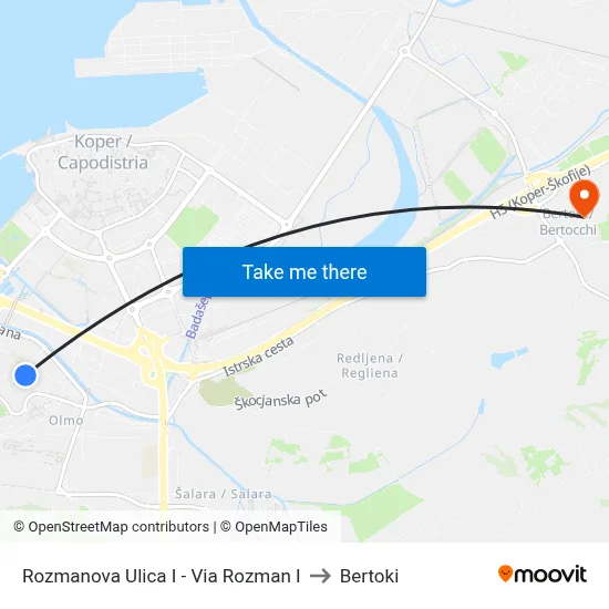 Rozmanova Ulica I - Via Rozman I to Bertoki map