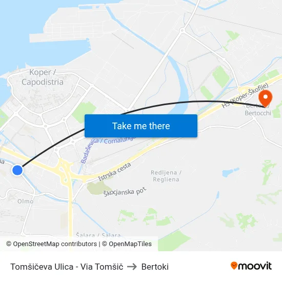 Tomšičeva Ulica - Via Tomšič to Bertoki map