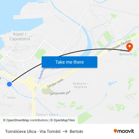 Tomšičeva Ulica - Via Tomšič to Bertoki map