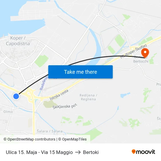 Ulica 15. Maja - Via 15 Maggio to Bertoki map