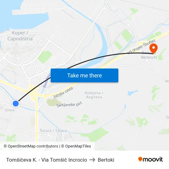 Tomšičeva K. - Via Tomšič Incrocio to Bertoki map