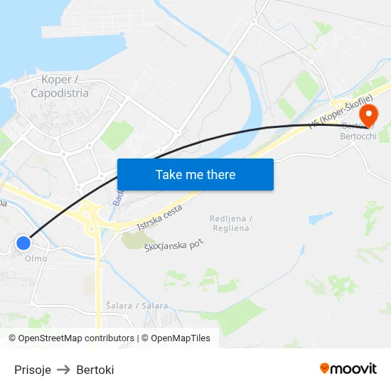 Prisoje to Bertoki map