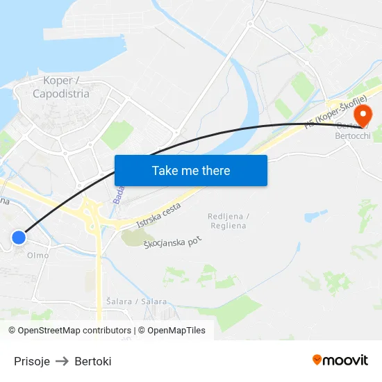 Prisoje to Bertoki map