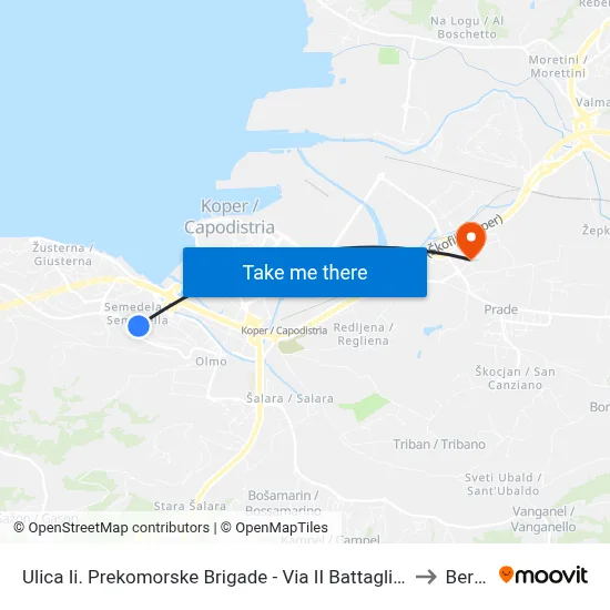Ulica Ii. Prekomorske Brigade - Via II Battagliione D'Oltremare to Bertoki map
