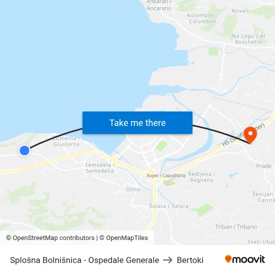 Splošna Bolnišnica - Ospedale Generale to Bertoki map