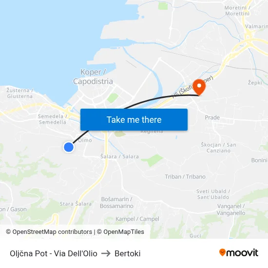 Oljčna Pot - Via Dell'Olio to Bertoki map