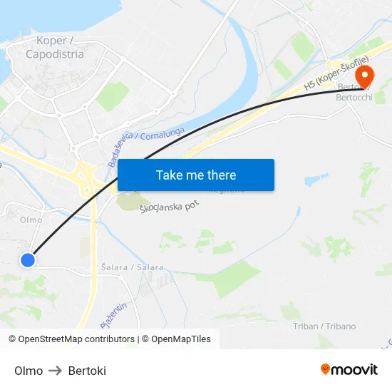 Olmo to Bertoki map