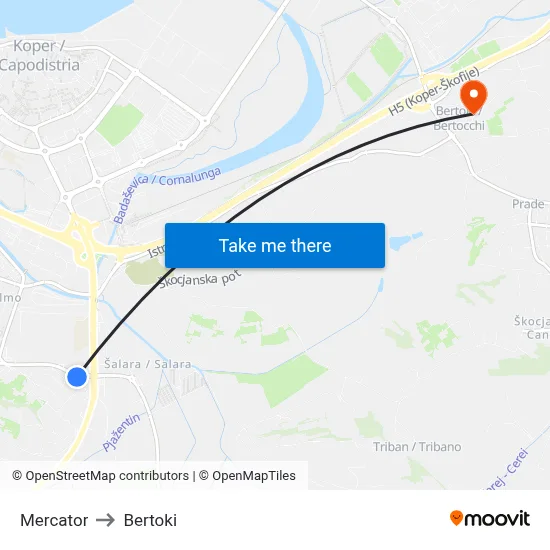 Mercator to Bertoki map
