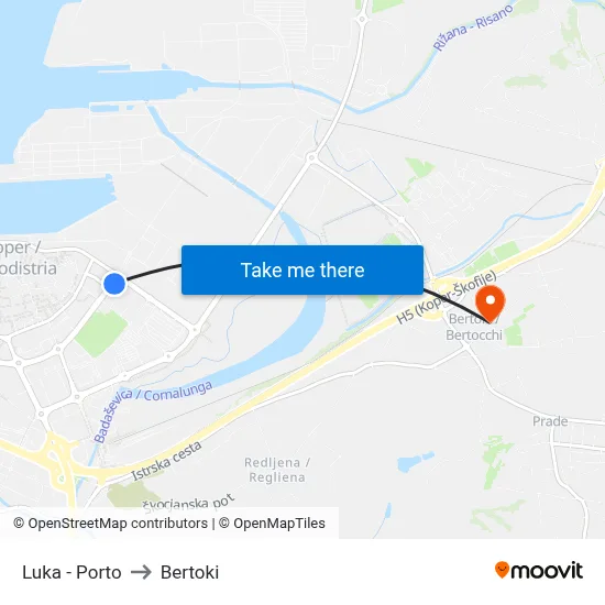 Luka - Porto to Bertoki map