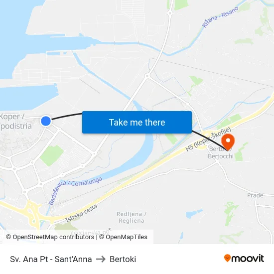 Sv. Ana Pt - Sant'Anna to Bertoki map