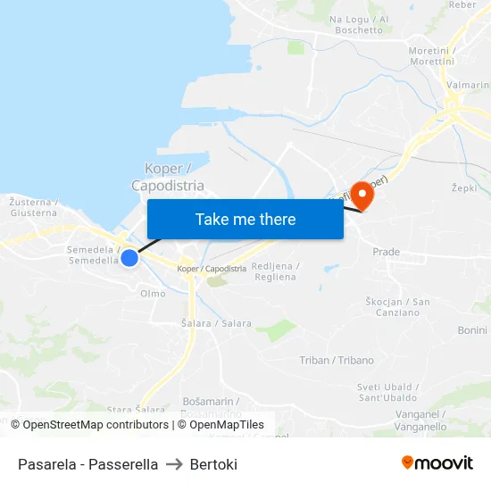 Pasarela - Passerella to Bertoki map