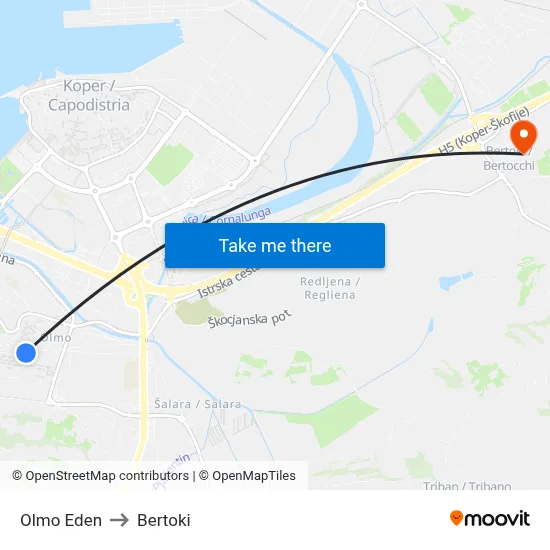 Olmo Eden to Bertoki map