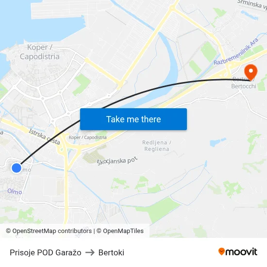 Prisoje POD Garažo to Bertoki map
