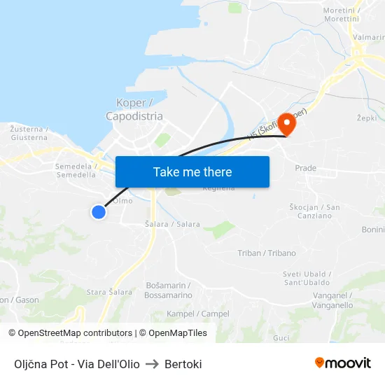 Oljčna Pot - Via Dell'Olio to Bertoki map