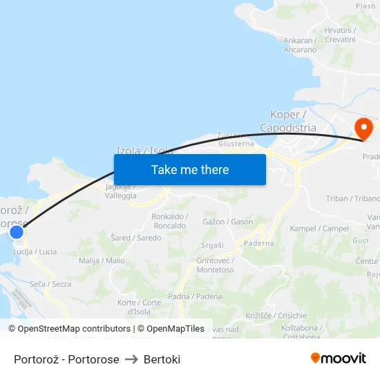 Portorož - Portorose to Bertoki map