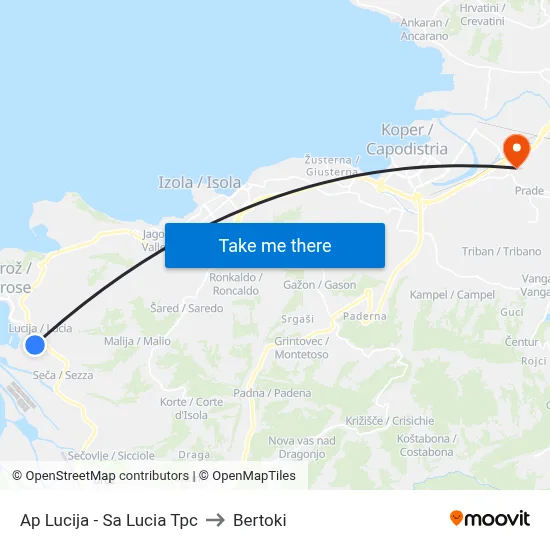 Ap Lucija - Sa Lucia   Tpc to Bertoki map