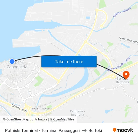 Potniški Terminal - Terminal Passeggeri to Bertoki map