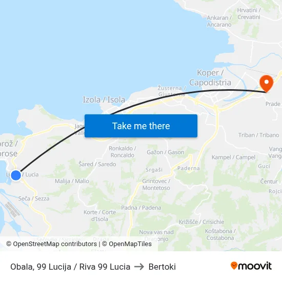 Obala, 99 Lucija / Riva 99 Lucia to Bertoki map