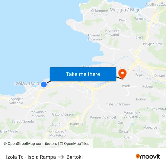 Izola Tc - Isola Rampa to Bertoki map