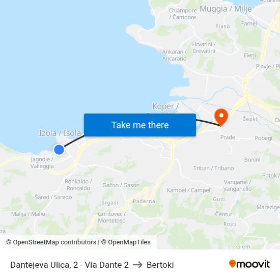 Dantejeva Ulica, 2 - Via Dante 2 to Bertoki map